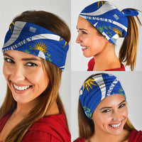 Uruguay Neck Gaiter with National Emblem and Sun Symbol Blue White Wave - Wonder Print Shop