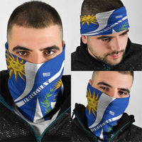 Uruguay Neck Gaiter with National Emblem and Sun Symbol Blue White Wave - Wonder Print Shop