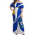 Uruguay Off Shoulder Maxi Dress with National Emblem and Sun Symbol Blue White Wave - Wonder Print Shop