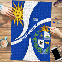 Uruguay Puzzle with National Emblem and Sun Symbol Blue White Wave - Wonder Print Shop