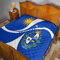 Uruguay Quilt with National Emblem and Sun Symbol Blue White Wave - Wonder Print Shop