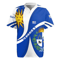 Uruguay Rugby Jersey with National Emblem and Sun Symbol Blue White Wave - Wonder Print Shop