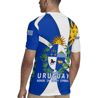 Uruguay Rugby Jersey with National Emblem and Sun Symbol Blue White Wave - Wonder Print Shop