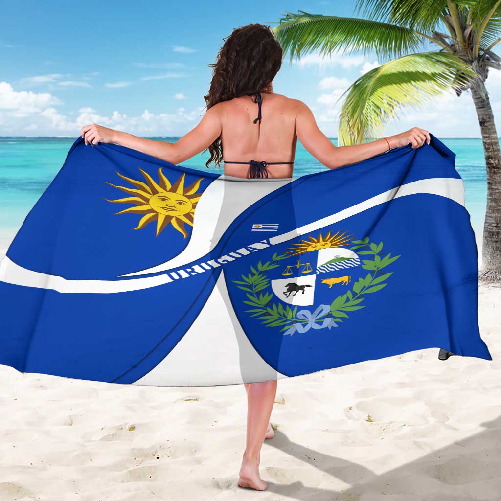 Uruguay Sarong with National Emblem and Sun Symbol Blue White Wave - Wonder Print Shop