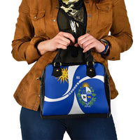 Uruguay Shoulder Handbag with National Emblem and Sun Symbol Blue White Wave - Wonder Print Shop