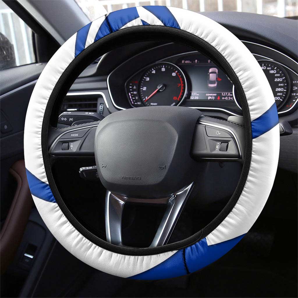 Uruguay Steering Wheel Cover with National Emblem and Sun Symbol Blue White Wave - Wonder Print Shop