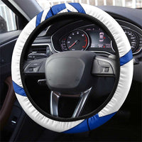 Uruguay Steering Wheel Cover with National Emblem and Sun Symbol Blue White Wave - Wonder Print Shop