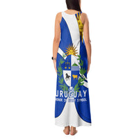 Uruguay Tank Maxi Dress with National Emblem and Sun Symbol Blue White Wave - Wonder Print Shop