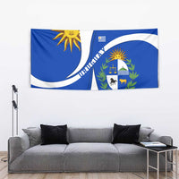 Uruguay Tapestry with National Emblem and Sun Symbol Blue White Wave - Wonder Print Shop