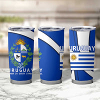 Uruguay Tumbler Cup with National Emblem and Sun Symbol Blue White Wave - Wonder Print Shop