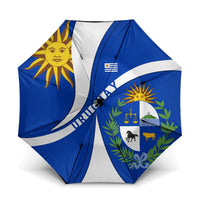 Uruguay Umbrella with National Emblem and Sun Symbol Blue White Wave - Wonder Print Shop