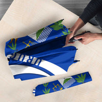 Uruguay Umbrella with National Emblem and Sun Symbol Blue White Wave - Wonder Print Shop