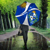 Uruguay Umbrella with National Emblem and Sun Symbol Blue White Wave - Wonder Print Shop