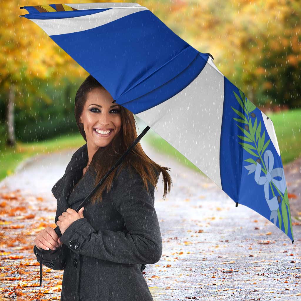 Uruguay Umbrella with National Emblem and Sun Symbol Blue White Wave - Wonder Print Shop