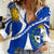 Uruguay Women Casual Shirt with National Emblem and Sun Symbol Blue White Wave - Wonder Print Shop