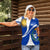 Uruguay Women Polo Shirt with National Emblem and Sun Symbol Blue White Wave - Wonder Print Shop