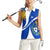 Uruguay Women Sleeveless Polo Shirt with National Emblem and Sun Symbol Blue White Wave - Wonder Print Shop