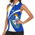 Uruguay Women Sleeveless Polo Shirt with National Emblem and Sun Symbol Blue White Wave - Wonder Print Shop