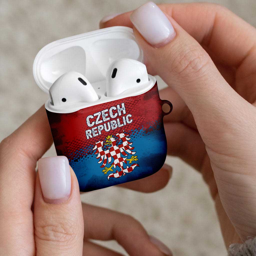 Czech Republic AirPods Case with Blue Red Gradient Design and National Coat of Arms - Wonder Print Shop