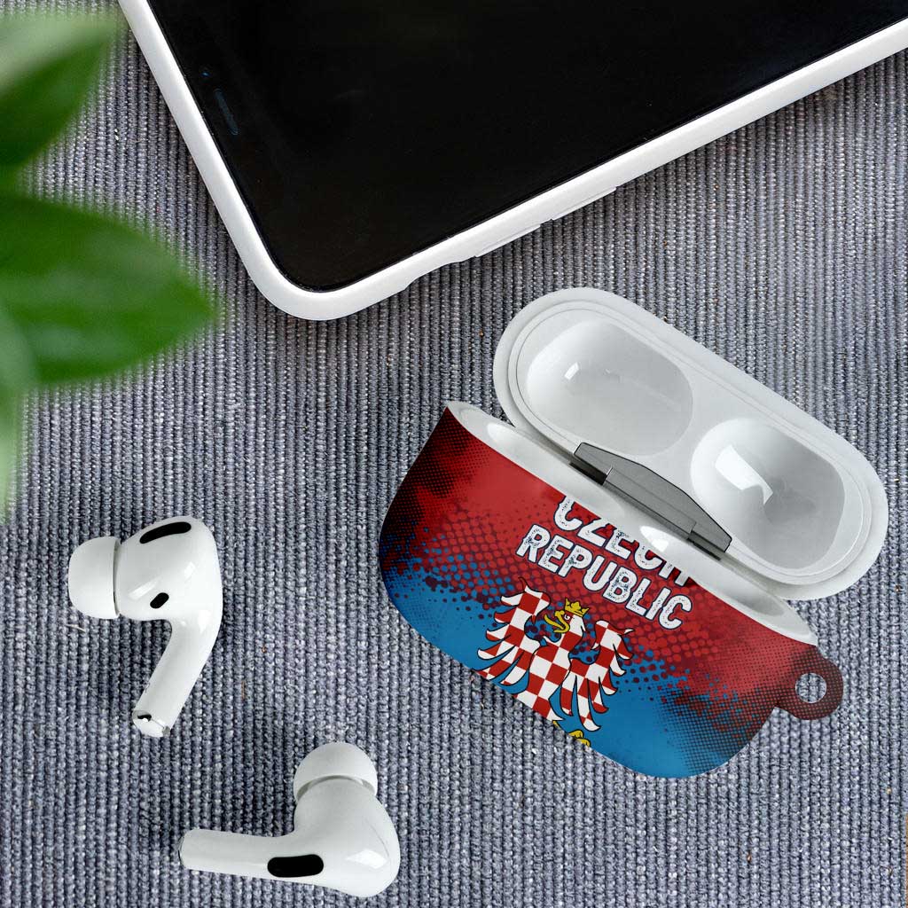 Czech Republic AirPods Case with Blue Red Gradient Design and National Coat of Arms - Wonder Print Shop
