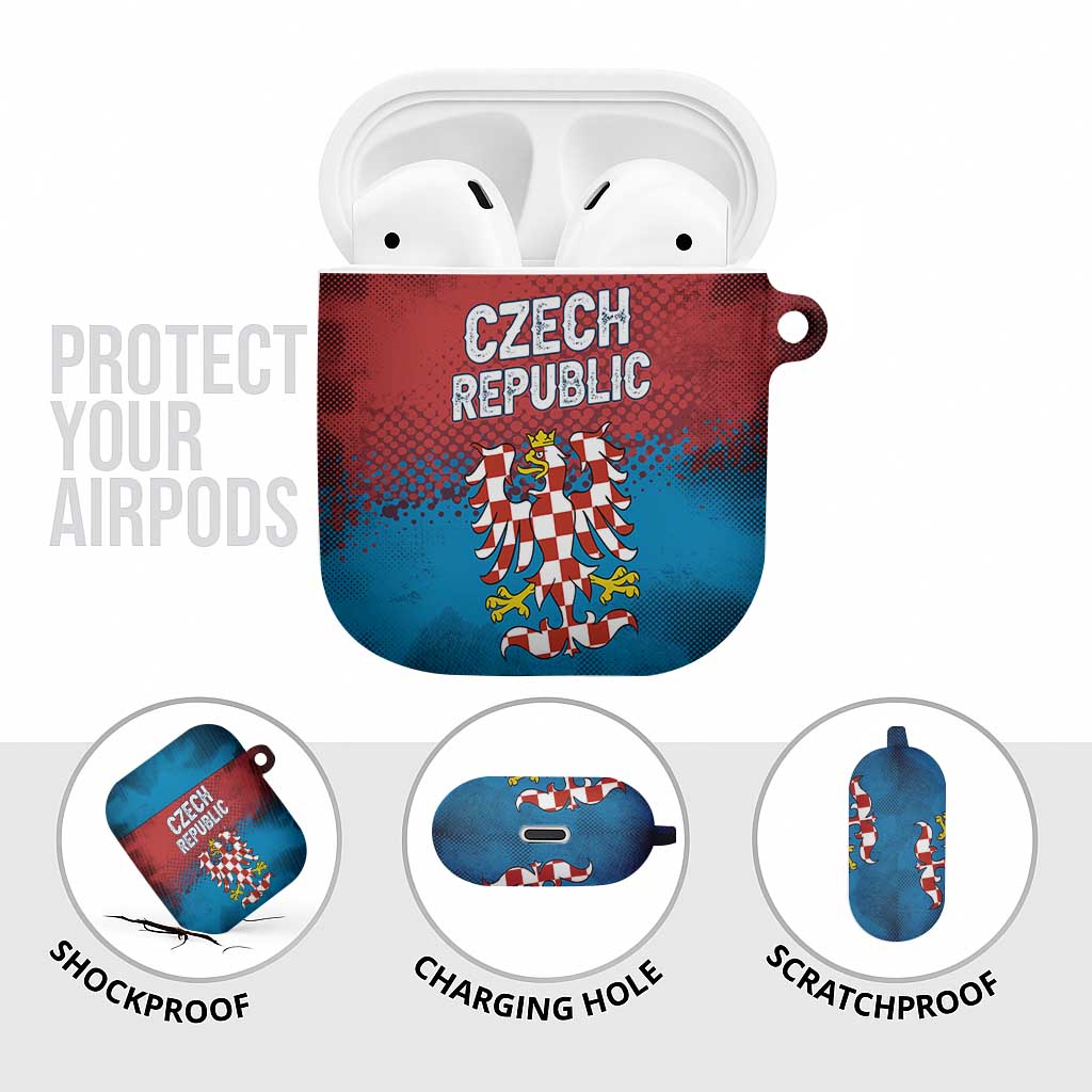 Czech Republic AirPods Case with Blue Red Gradient Design and National Coat of Arms - Wonder Print Shop