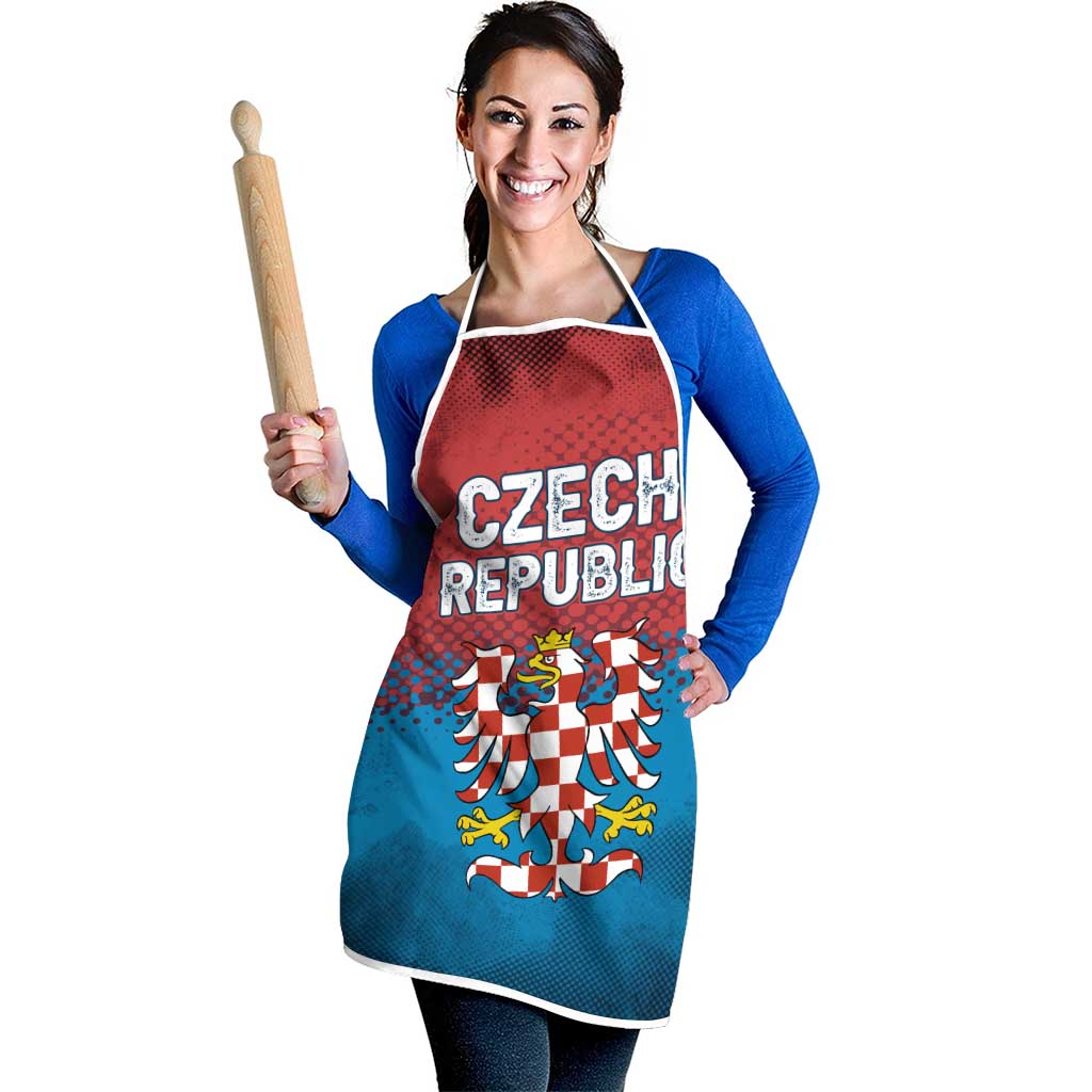 Czech Republic Apron with Blue Red Gradient Design and National Coat of Arms - Wonder Print Shop
