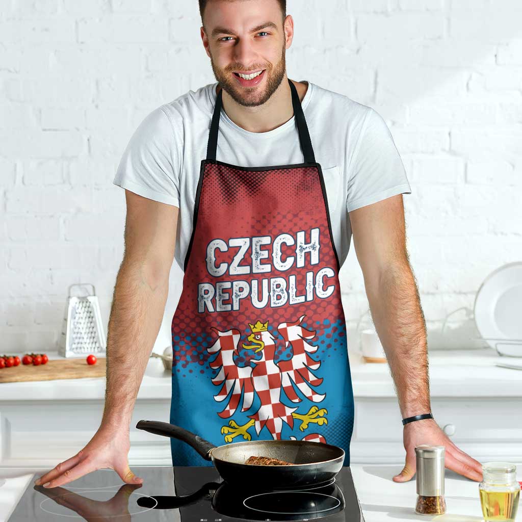 Czech Republic Apron with Blue Red Gradient Design and National Coat of Arms - Wonder Print Shop