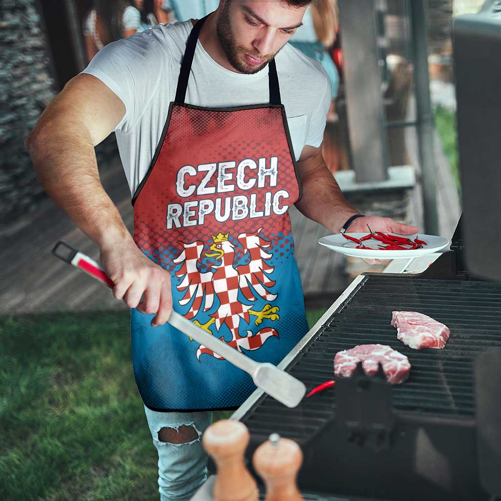 Czech Republic Apron with Blue Red Gradient Design and National Coat of Arms - Wonder Print Shop