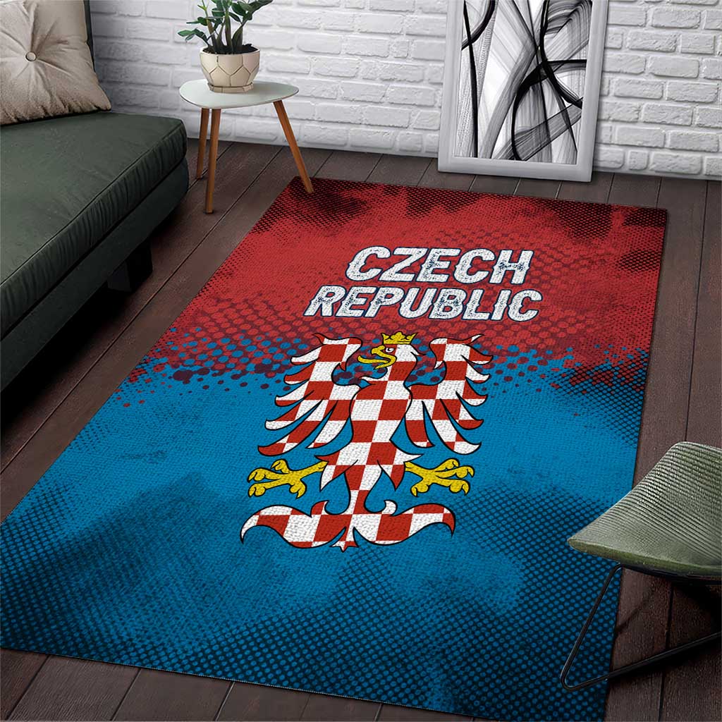 Czech Republic Area Rug with Blue Red Gradient Design and National Coat of Arms - Wonder Print Shop