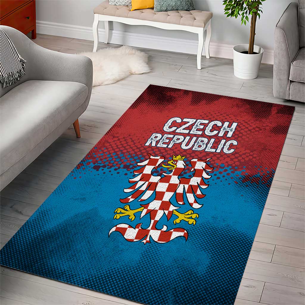 Czech Republic Area Rug with Blue Red Gradient Design and National Coat of Arms - Wonder Print Shop