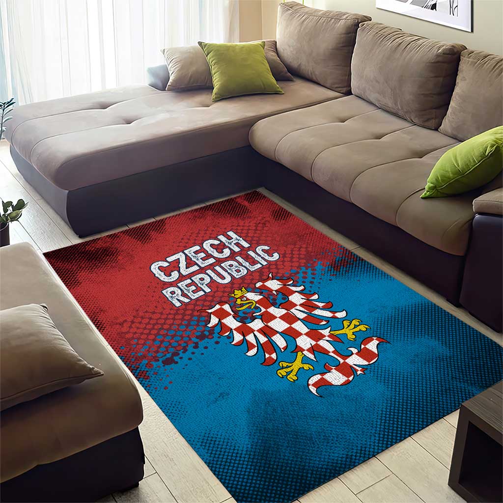 Czech Republic Area Rug with Blue Red Gradient Design and National Coat of Arms - Wonder Print Shop