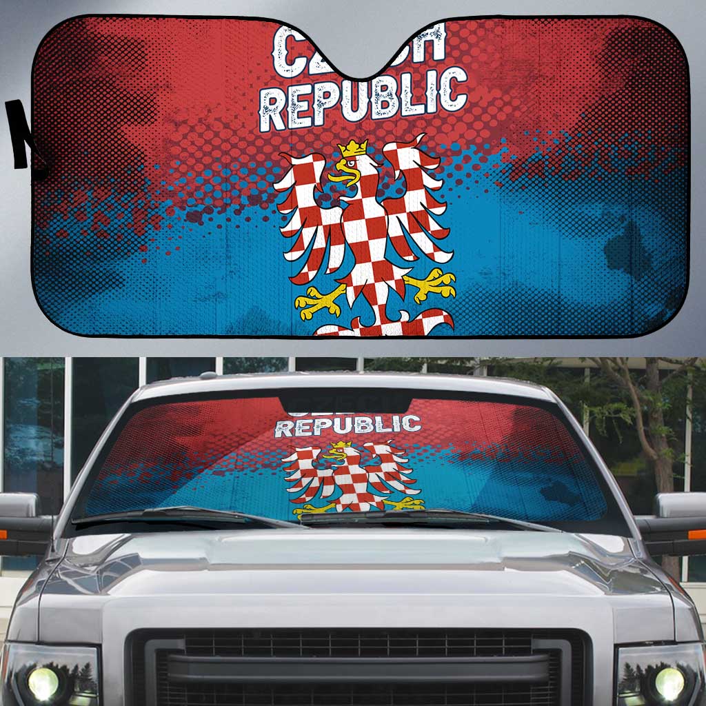 Czech Republic Auto Sun Shade with Blue Red Gradient Design and National Coat of Arms - Wonder Print Shop