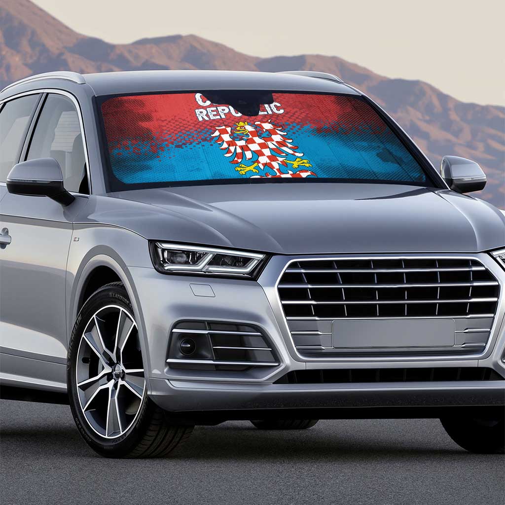 Czech Republic Auto Sun Shade with Blue Red Gradient Design and National Coat of Arms - Wonder Print Shop
