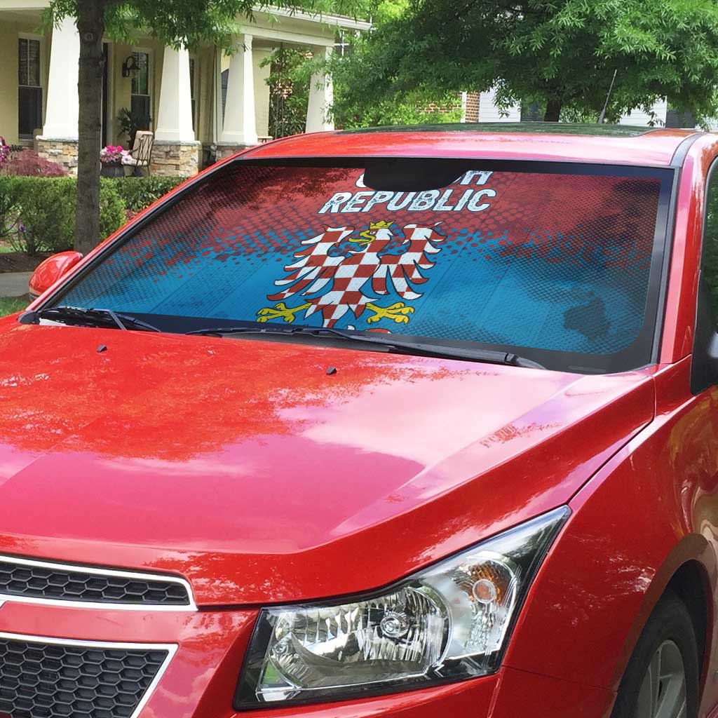 Czech Republic Auto Sun Shade with Blue Red Gradient Design and National Coat of Arms - Wonder Print Shop