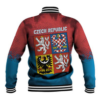 Czech Republic Baseball Jacket with Blue Red Gradient Design and National Coat of Arms - Wonder Print Shop