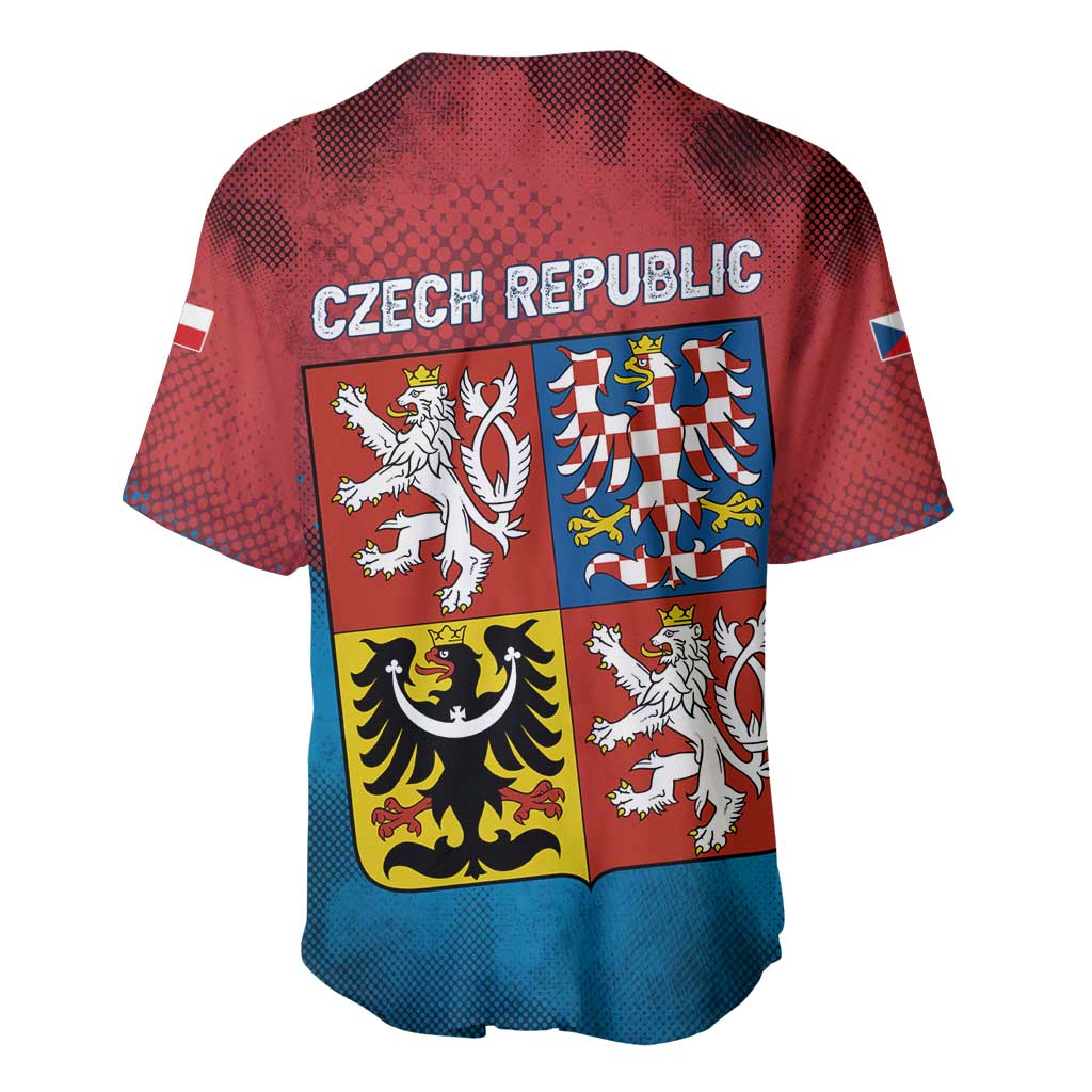 Czech Republic Baseball Jersey with Blue Red Gradient Design and National Coat of Arms - Wonder Print Shop