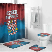 Czech Republic Bathroom Set with Blue Red Gradient Design and National Coat of Arms - Wonder Print Shop