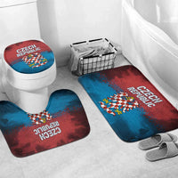 Czech Republic Bathroom Set with Blue Red Gradient Design and National Coat of Arms - Wonder Print Shop