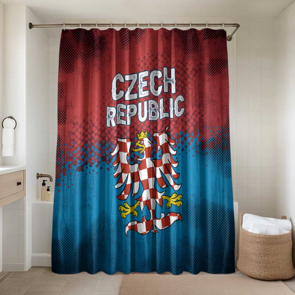 Czech Republic Bathroom Set with Blue Red Gradient Design and National Coat of Arms - Wonder Print Shop
