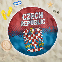 Czech Republic Beach Blanket with Blue Red Gradient Design and National Coat of Arms - Wonder Print Shop