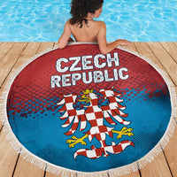 Czech Republic Beach Blanket with Blue Red Gradient Design and National Coat of Arms - Wonder Print Shop