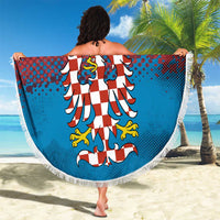 Czech Republic Beach Blanket with Blue Red Gradient Design and National Coat of Arms - Wonder Print Shop
