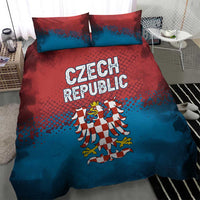 Czech Republic Bedding Set with Blue Red Gradient Design and National Coat of Arms - Wonder Print Shop