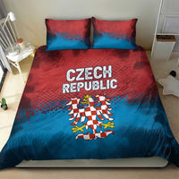 Czech Republic Bedding Set with Blue Red Gradient Design and National Coat of Arms - Wonder Print Shop