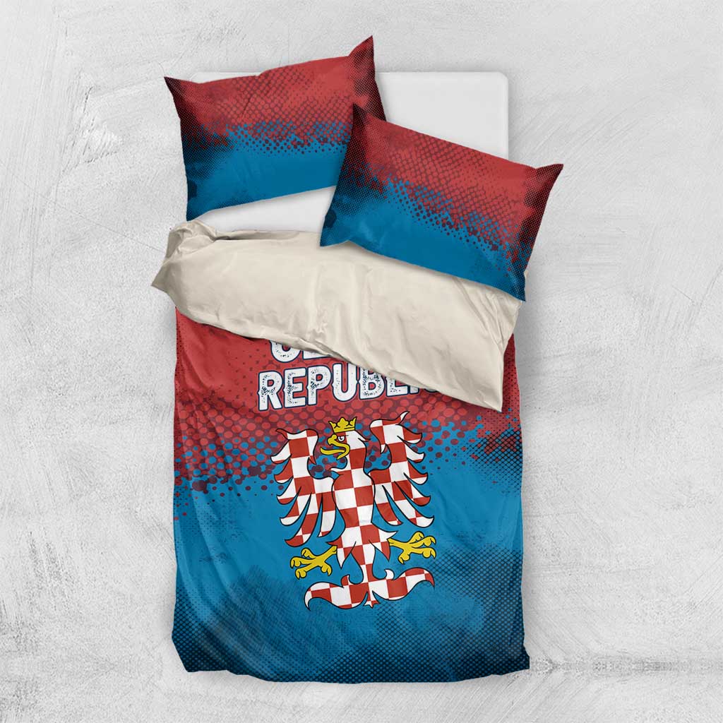 Czech Republic Bedding Set with Blue Red Gradient Design and National Coat of Arms - Wonder Print Shop