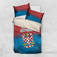 Czech Republic Bedding Set with Blue Red Gradient Design and National Coat of Arms - Wonder Print Shop