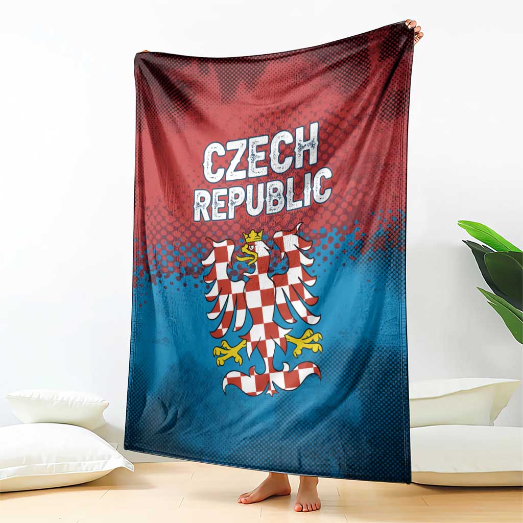 Czech Republic Blanket with Blue Red Gradient Design and National Coat of Arms - Wonder Print Shop