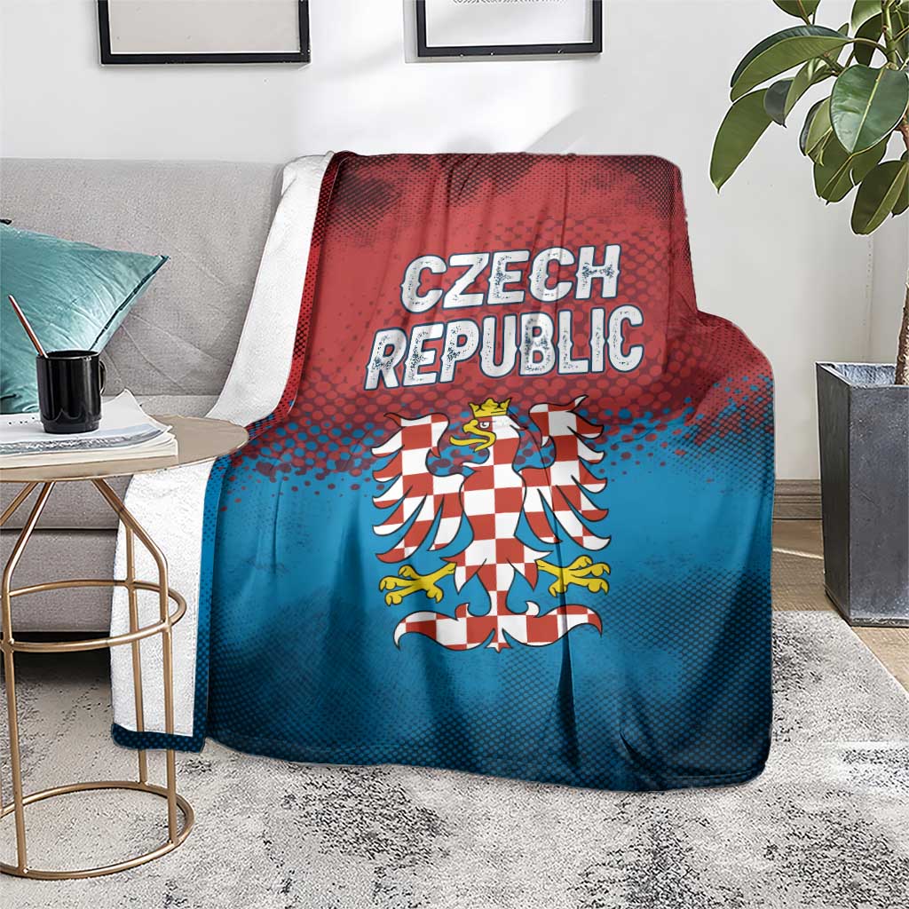 Czech Republic Blanket with Blue Red Gradient Design and National Coat of Arms - Wonder Print Shop
