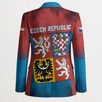 Czech Republic Blazer with Blue Red Gradient Design and National Coat of Arms - Wonder Print Shop