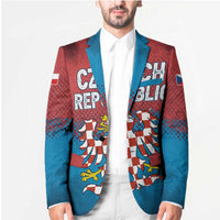 Czech Republic Blazer with Blue Red Gradient Design and National Coat of Arms - Wonder Print Shop